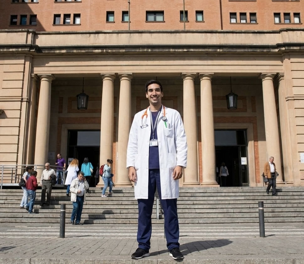 Delante del Hospital Vall d’Hebron